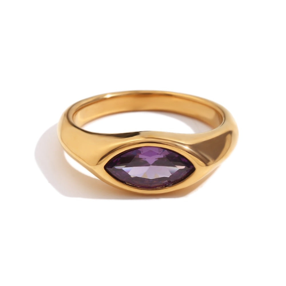 amethyst & sable luma marquise signet ring in 18k gold amethyst