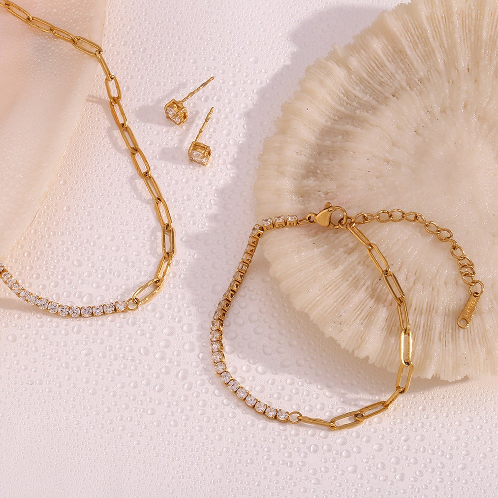 amethyst & sable axis link set in 18k gold