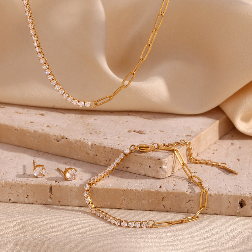amethyst & sable axis link set in 18k gold