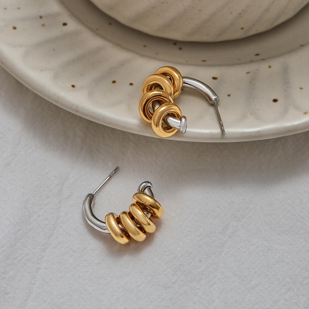 amethyst & sable axis rhythm earrings in mixed metal