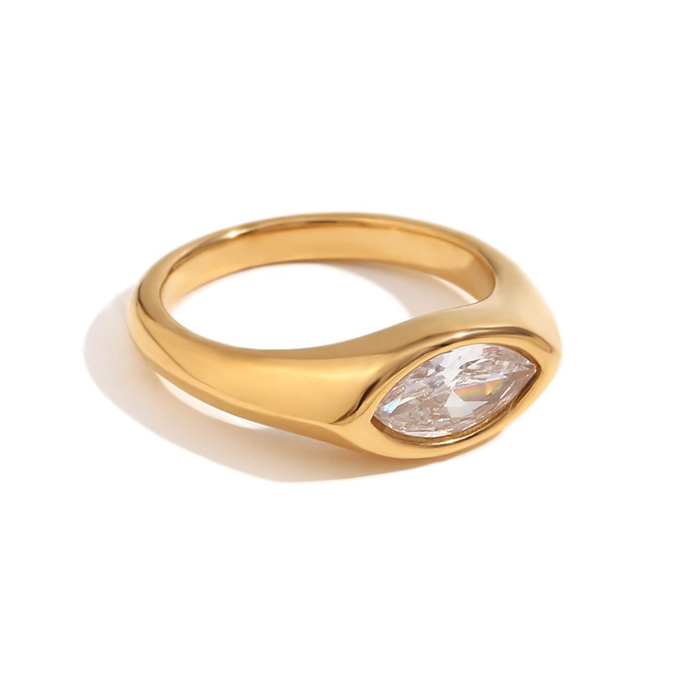 amethyst & sable luma marquise signet ring in 18k gold white crystal
