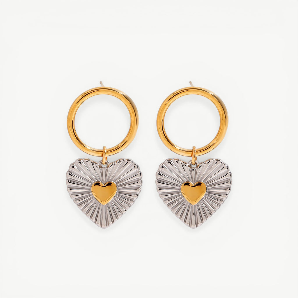 amethyst & sable aurea devotion earrings in 18k gold and stainless steel