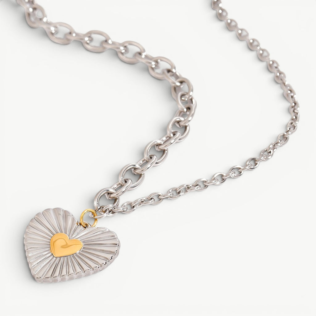 amethyst & sable aurea devotion necklace with silver and 18k gold heart pendant