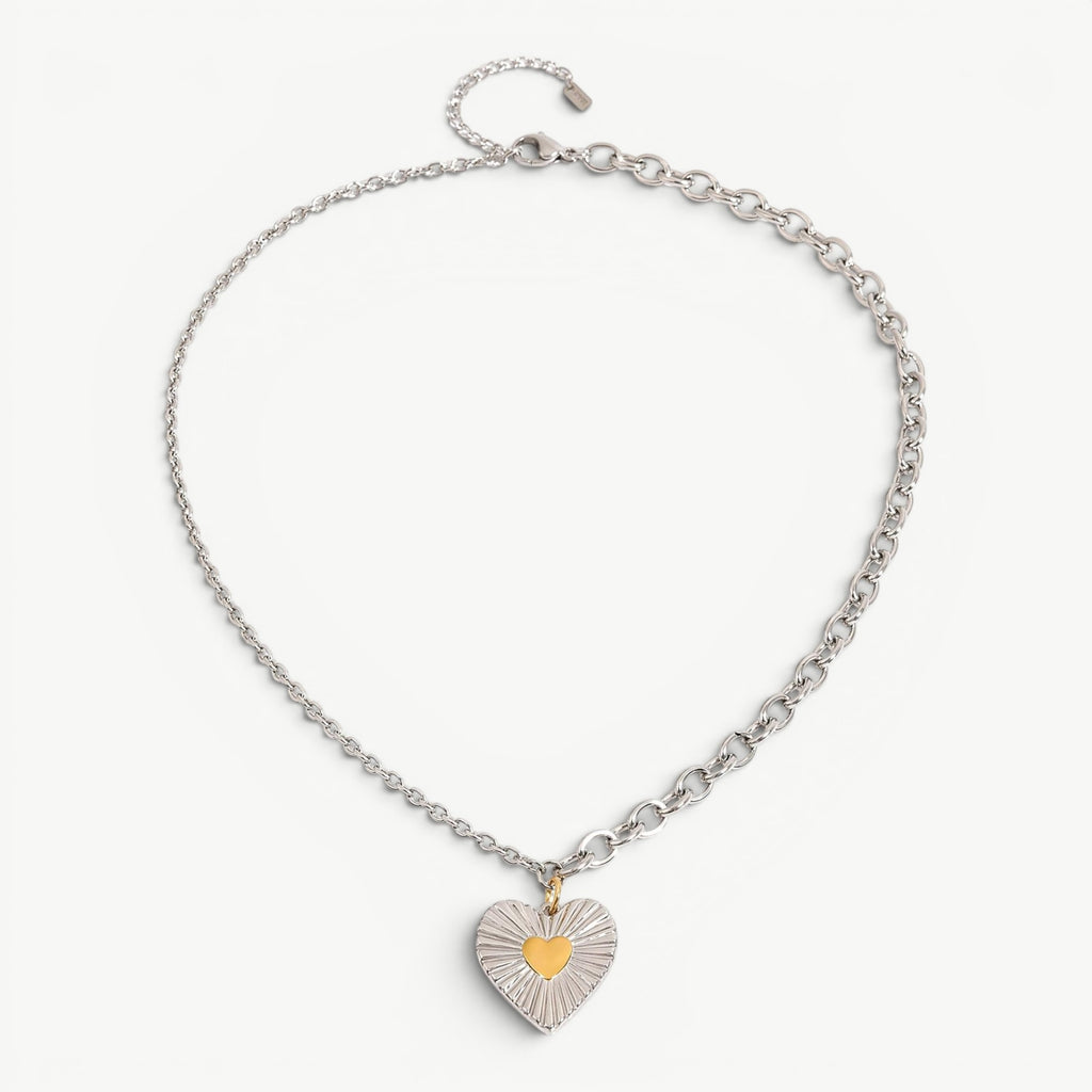 amethyst & sable aurea devotion necklace with silver and 18k gold heart pendant