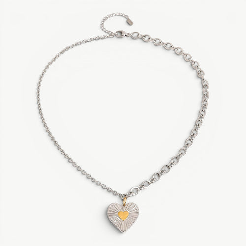 amethyst & sable aurea devotion necklace with silver and 18k gold heart pendant