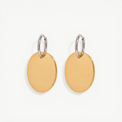 amethyst & sable aurea disc drop earrings in 18k gold