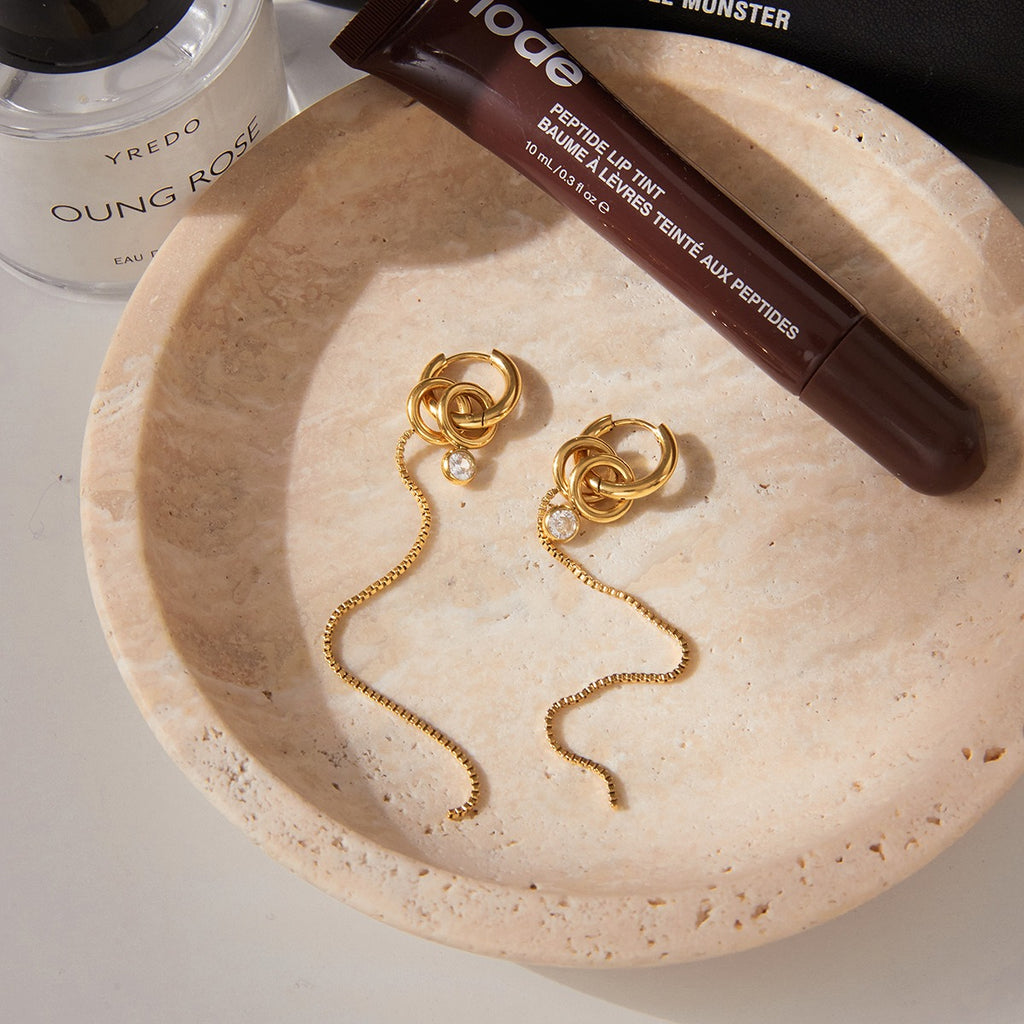 amethyst & sable aurea drop earrings in 18k gold