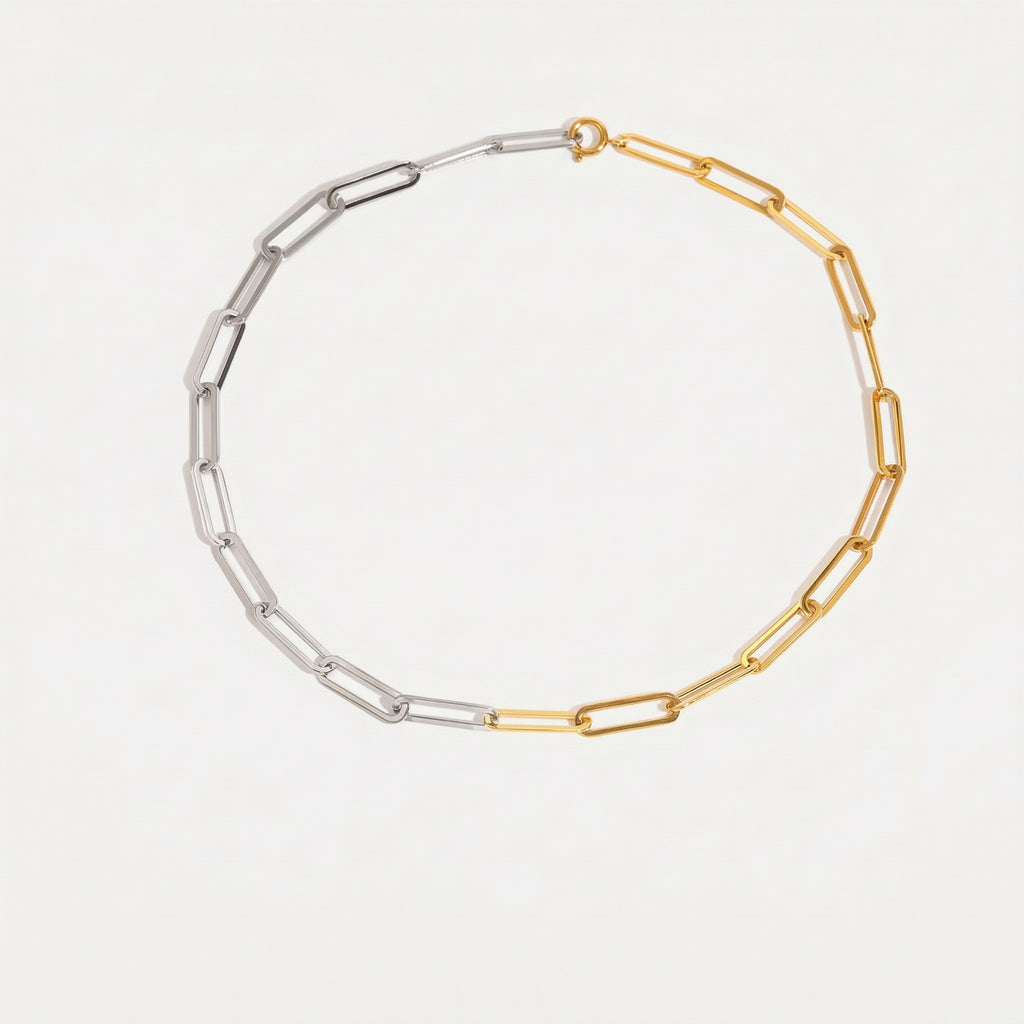 amethyst & sable axis cadence necklace in 18k gold and stainless steel