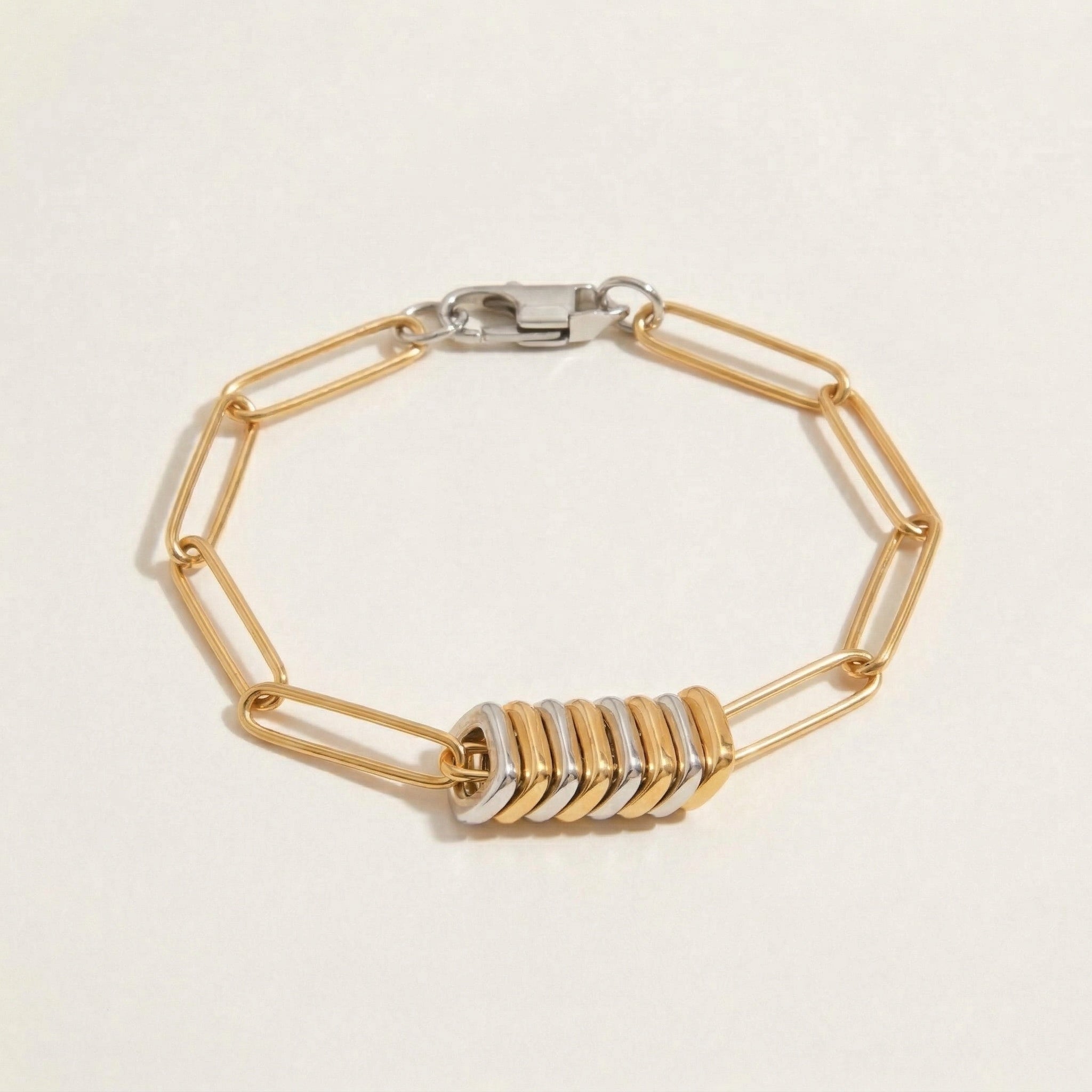 axis circuit set bracelet detail view in 18k gold mixed metal by amethyst & sable