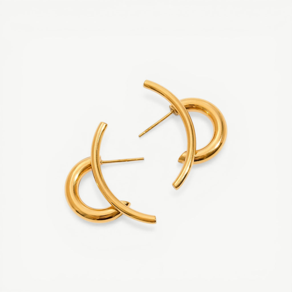amethyst & sable axis duo earrings in 18k gold 