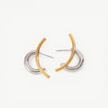 amethyst & sable axis duo earrings in 18k gold and stainless steel mixed metal