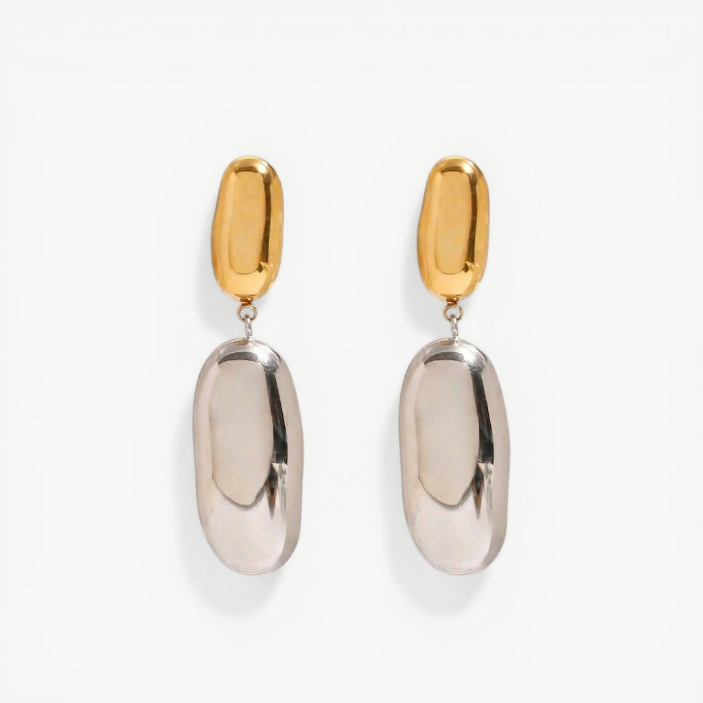 amethyst & sable axis form drop earrings in mixed metal
