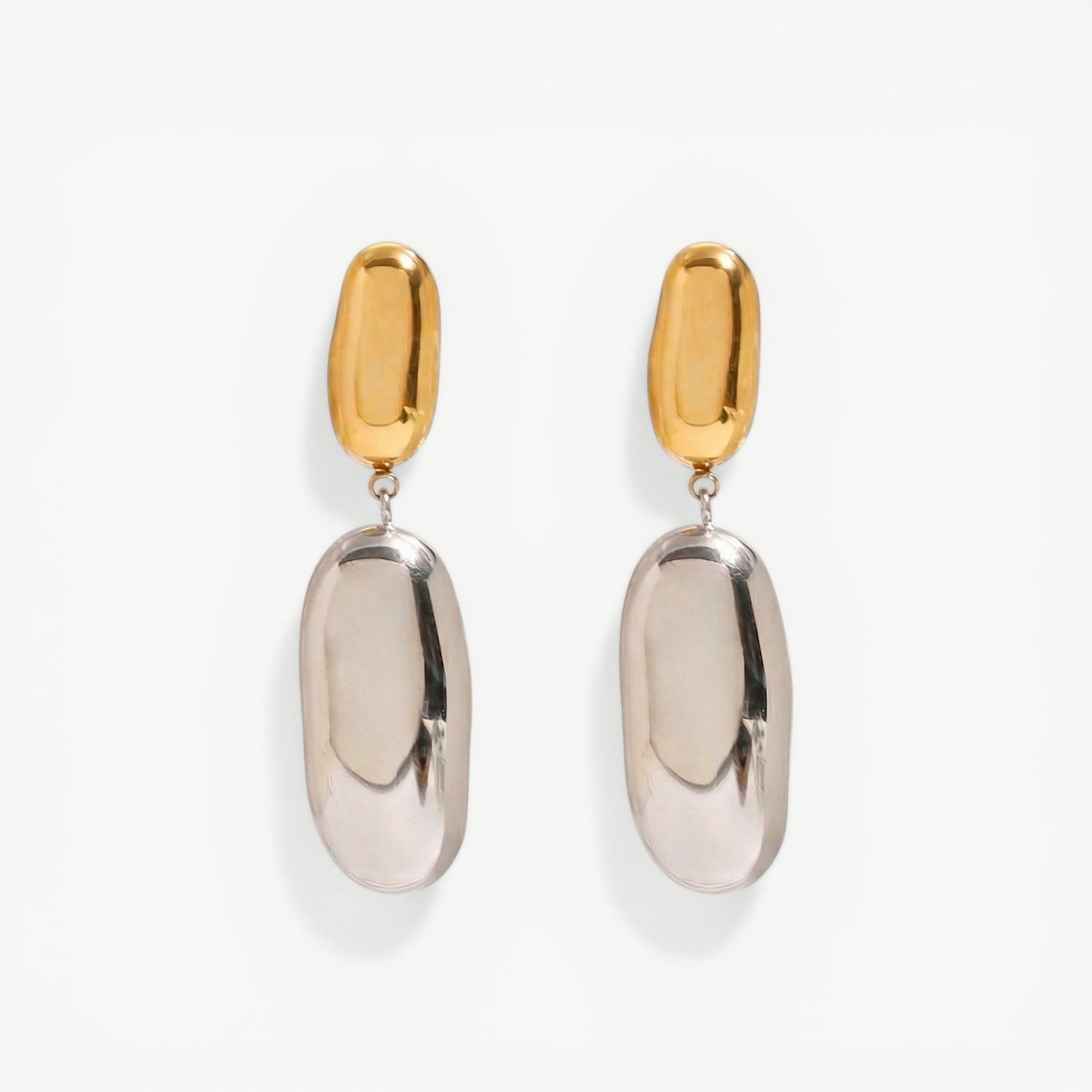 amethyst & sable axis form drop earrings in mixed metal