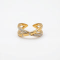 amethyst & sable axis interlace ring with diamond accents in 18k gold