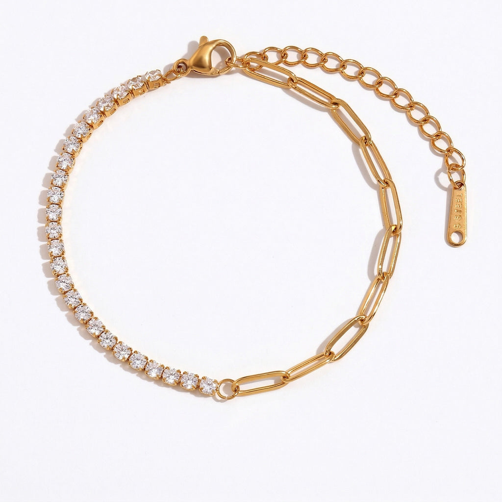 amethyst & sable axis link bracelet in 18k gold