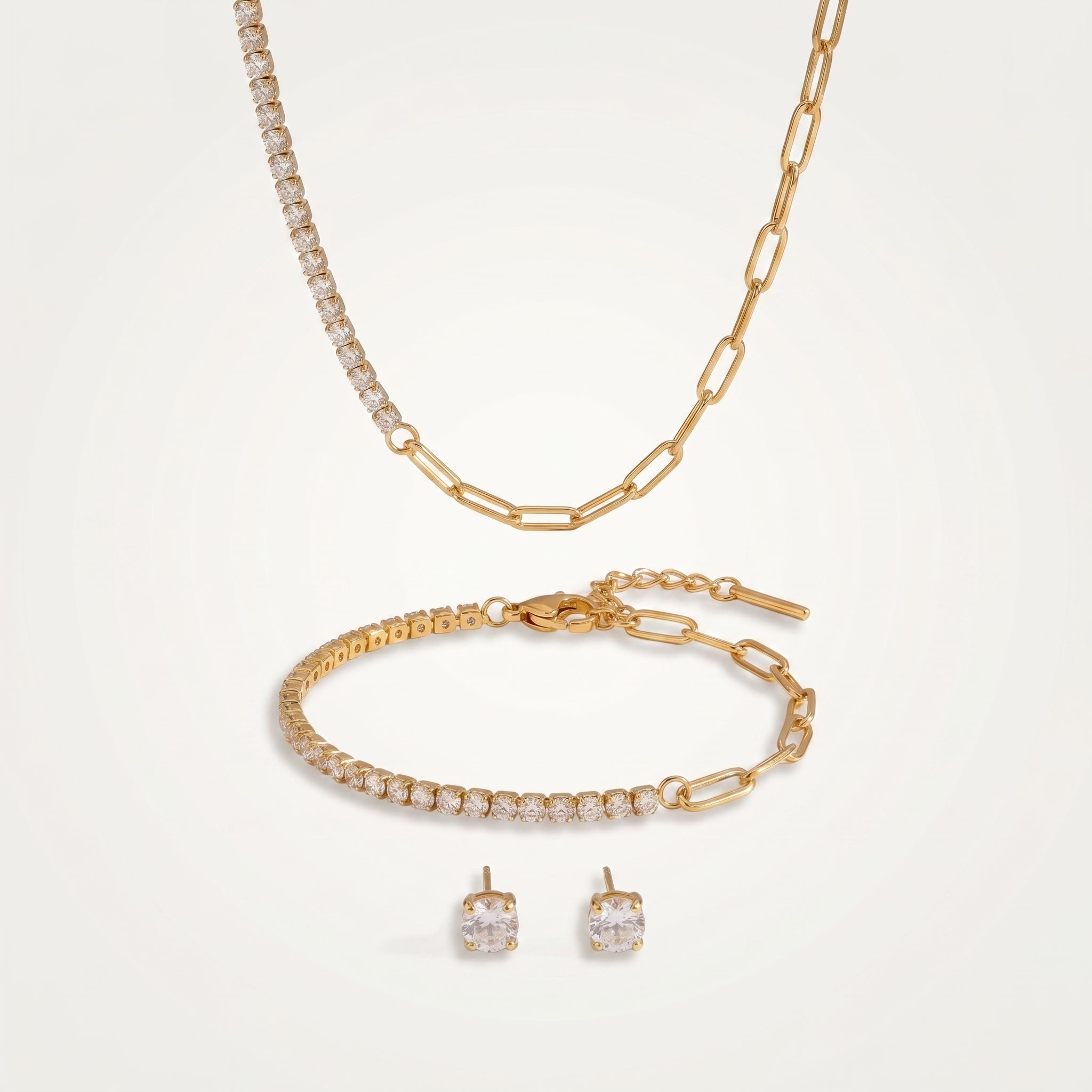 amethyst & sable axis link set in 18k gold