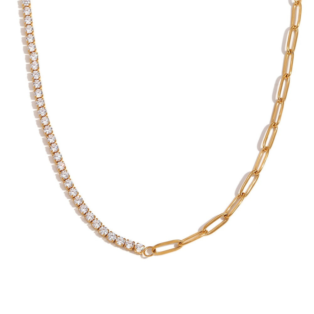 amethyst & sable axis link necklace in 18k gold