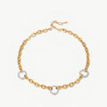 amethyst & sable two tone axis relay necklace in 18k gold and stainless steel
