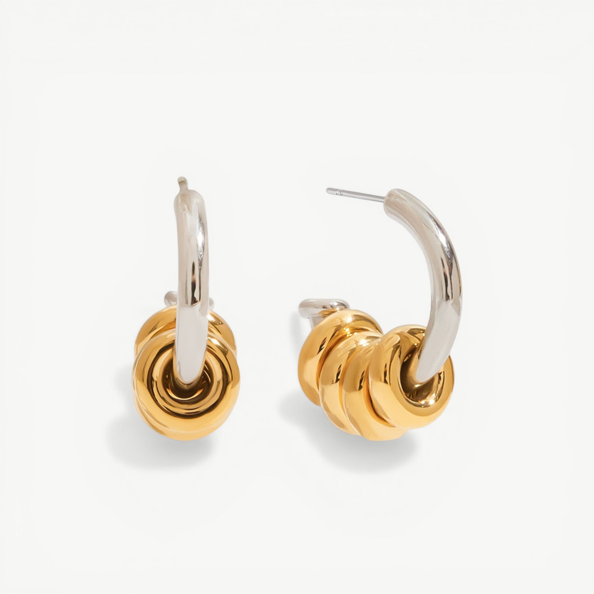 amethyst & sable axis rhythm earrings in 18k gold and stainless steel mixed metal