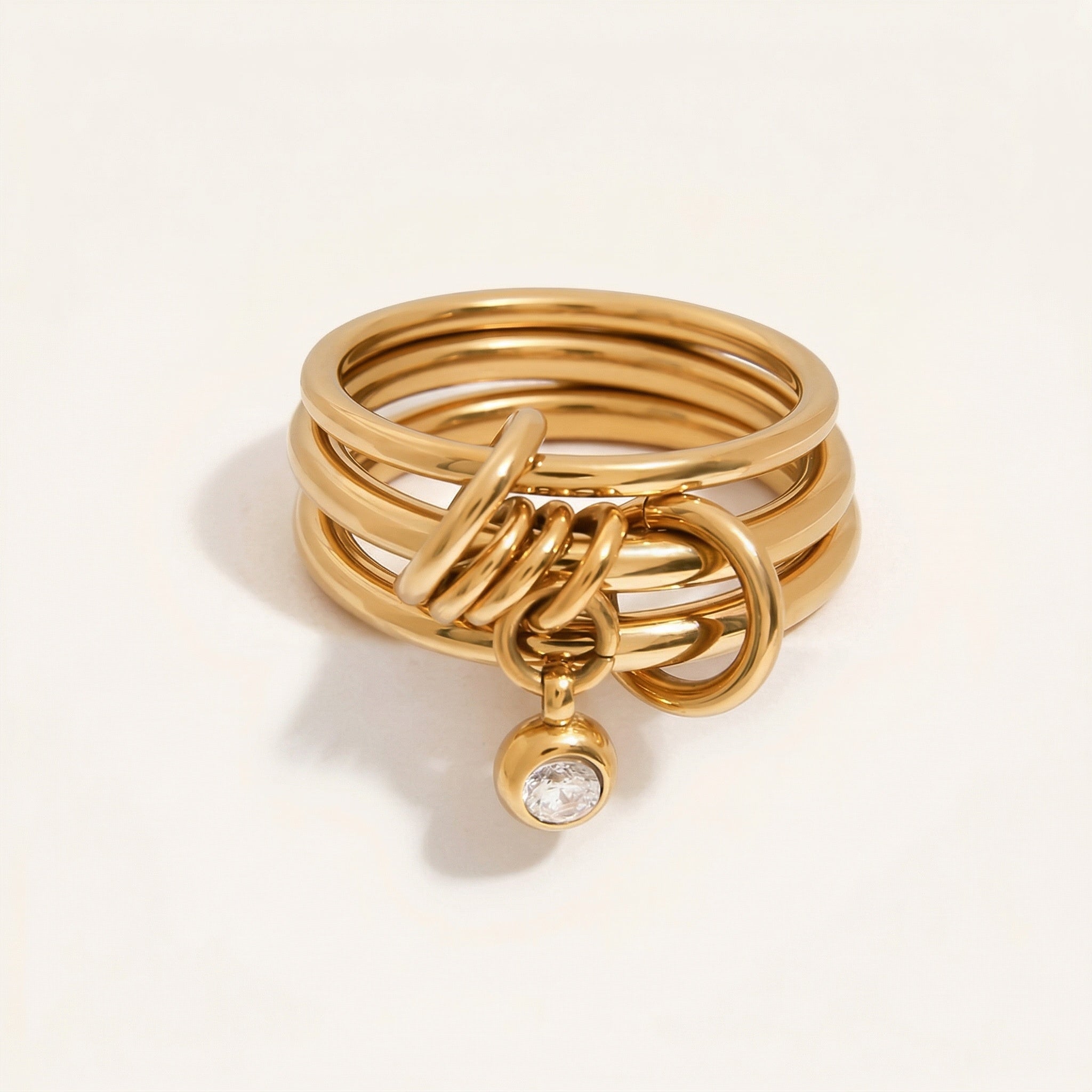 amethyst & sable axis stack ring in 18k gold