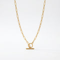 amethyst & sable axis toggle paperclip chain necklace in 18k gold