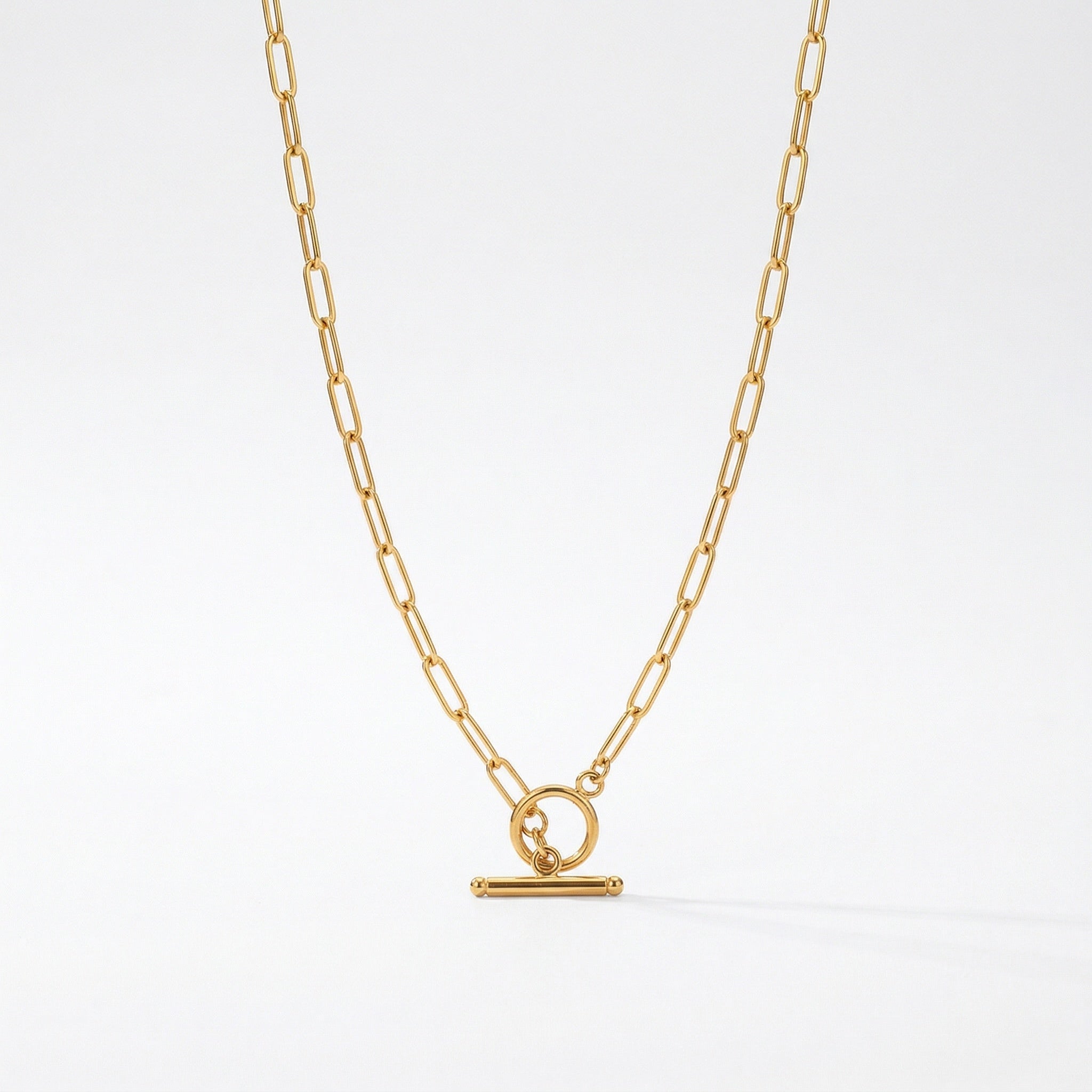 amethyst & sable axis toggle paperclip chain necklace in 18k gold