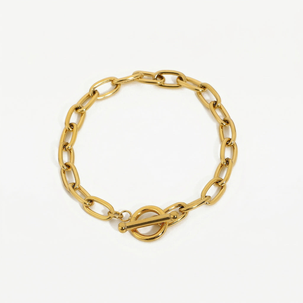 amethyst & sable axis trinity stack chain t-bar bracelet in 18k gold