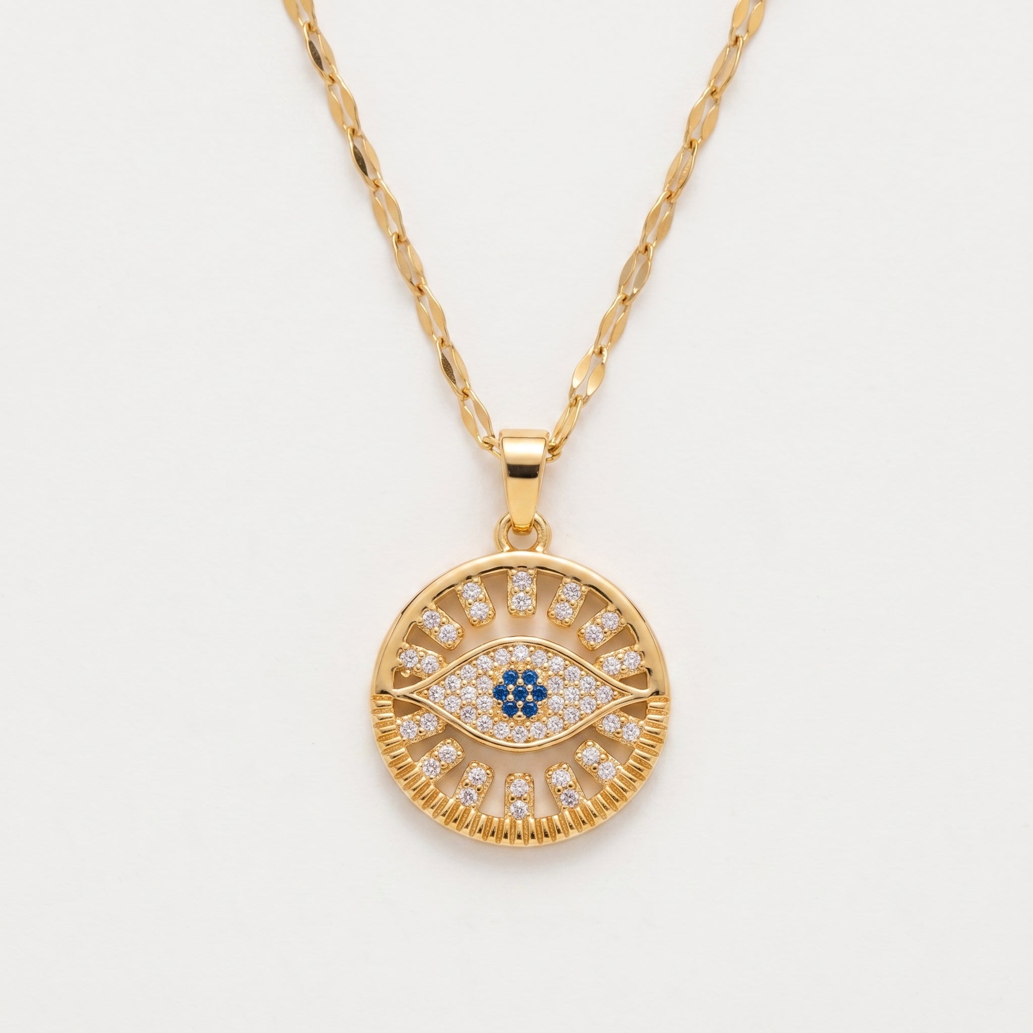 amethyst & sable calypso azure eye necklace in 18k gold