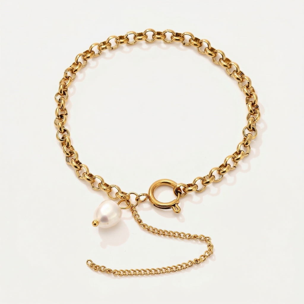 amethyst & sable calypso marina pearl chain bracelet in 18k gold