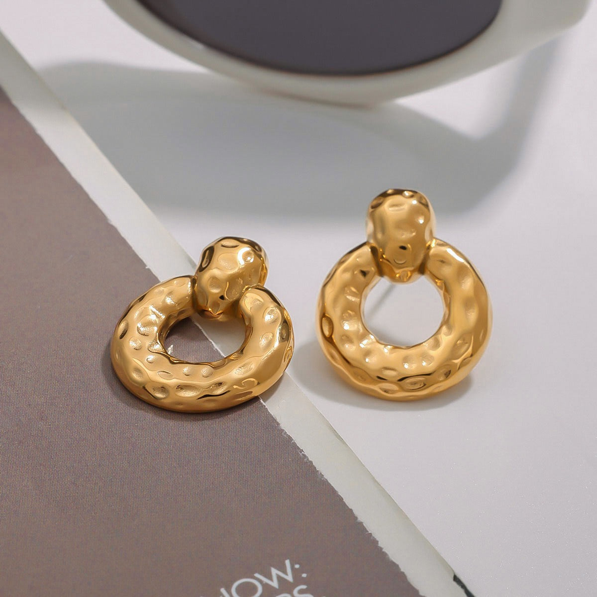 amethyst & sable calypso textured earrings in 18k gold