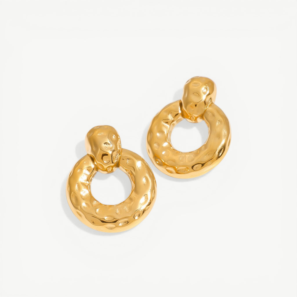 amethyst & sable calypso textured earrings in 18k gold