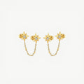 amethyst & sable luma chain eight point star earrings in 18k gold