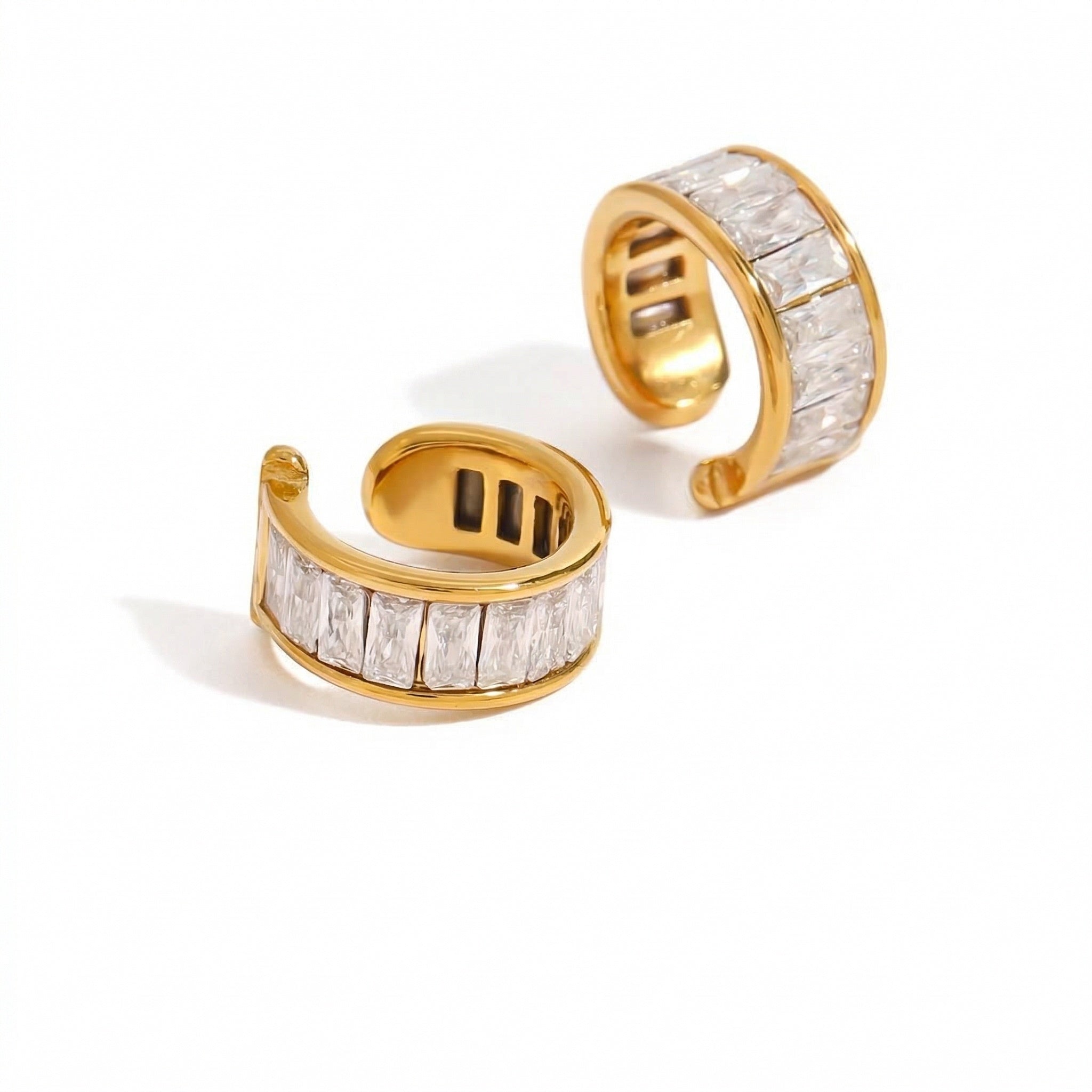 amethyst & sable luma halo crystal ear cuffs in 18k gold