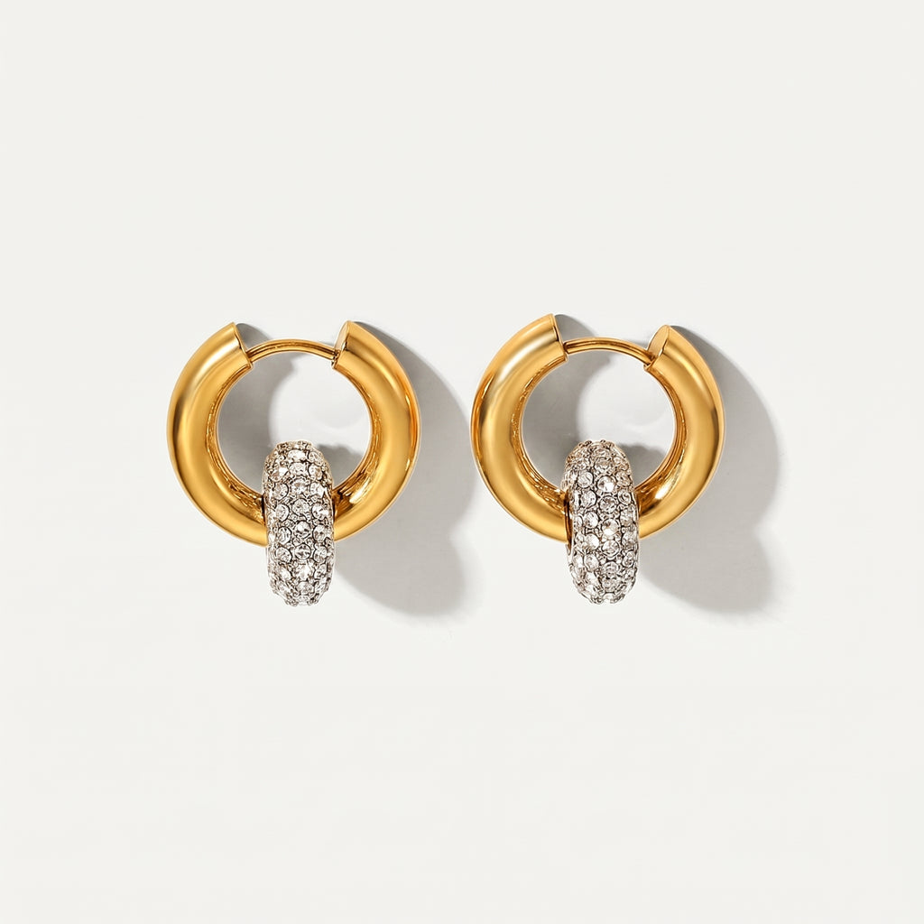 amethyst & sable luma halo drop earrings in 18k gold
