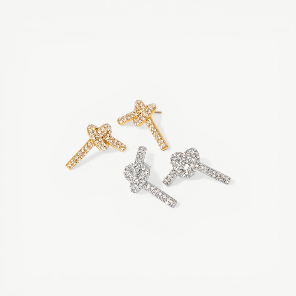 amethyst & sable luma knot earrings in 18k gold and silver