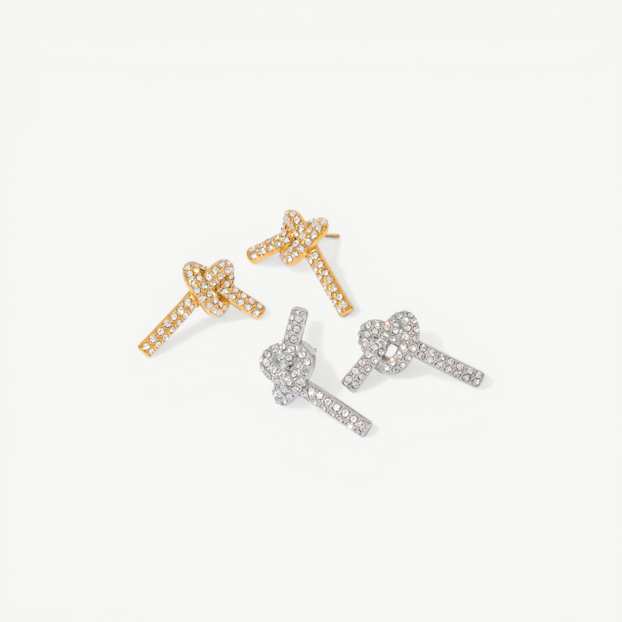 amethyst & sable luma knot earrings in 18k gold and silver