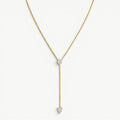 amethyst & sable luma lariat necklace in 18k gold with pear-shaped cubic zirconia stones