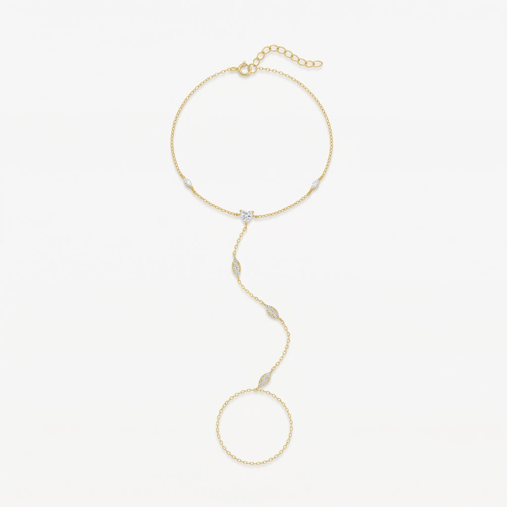 amethyst & sable luma meridian hand chain in 18k gold