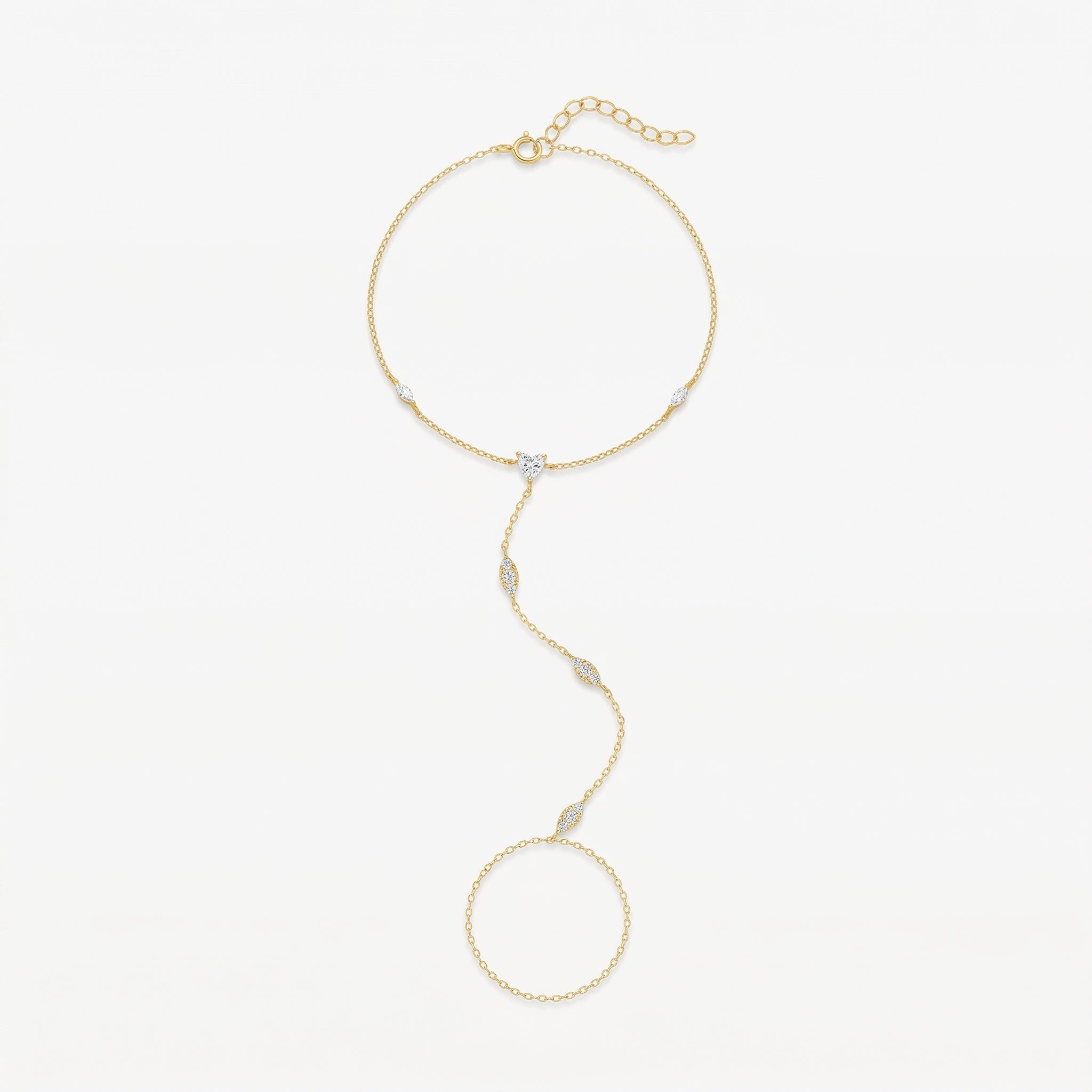 amethyst & sable luma meridian hand chain in 18k gold