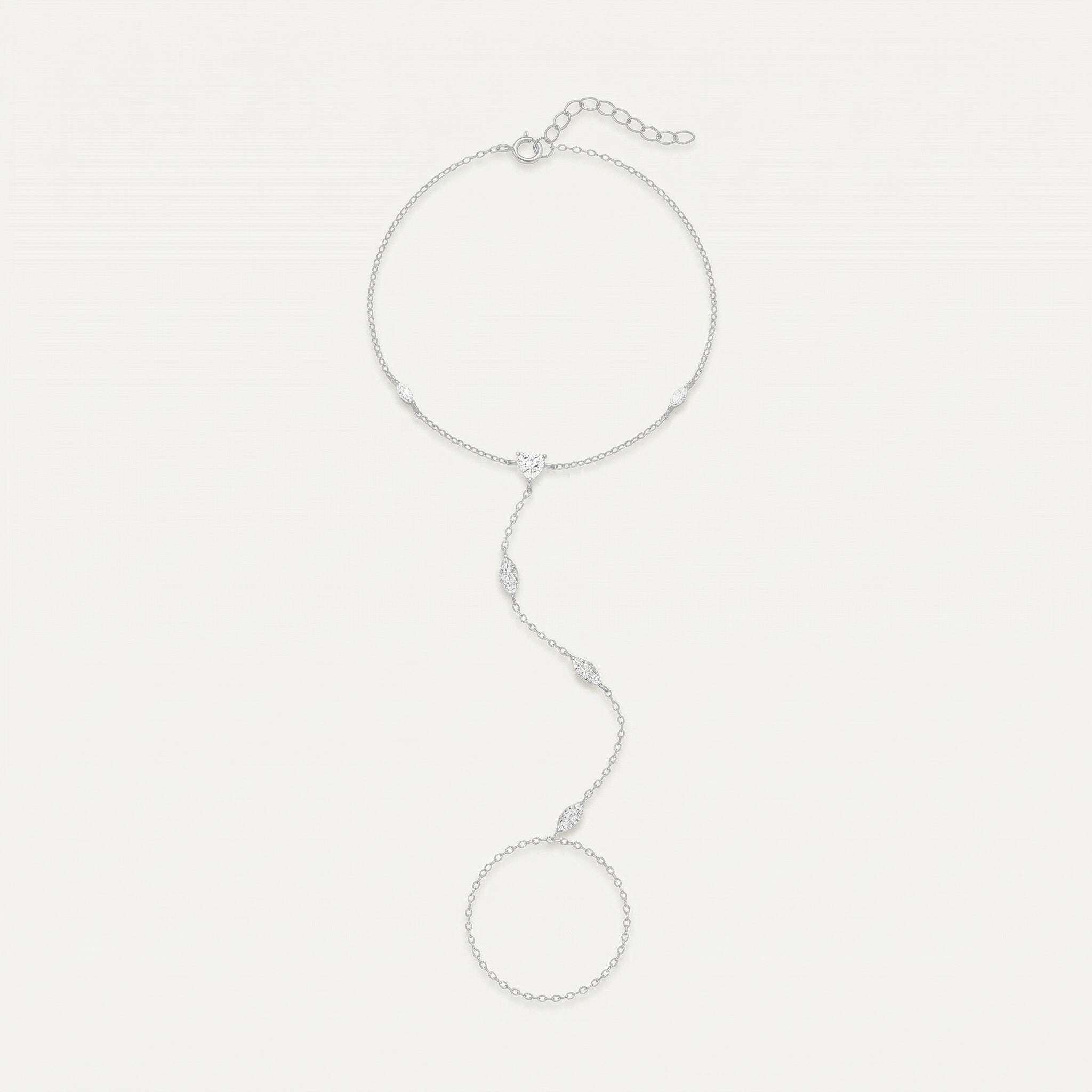 amethyst & sable luma meridian hand chain in silver