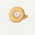 amethyst & sable selene halo pearl ring in 18k gold