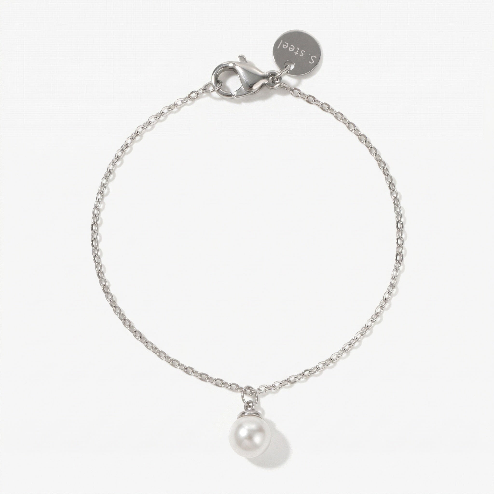 amethyst & sable selene pearl drop bracelet in silver