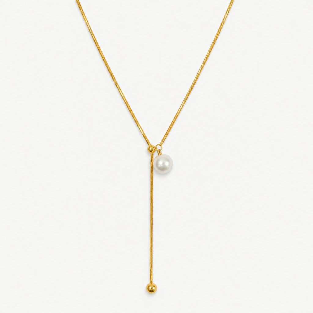 Selene Pearl Lariat Necklace