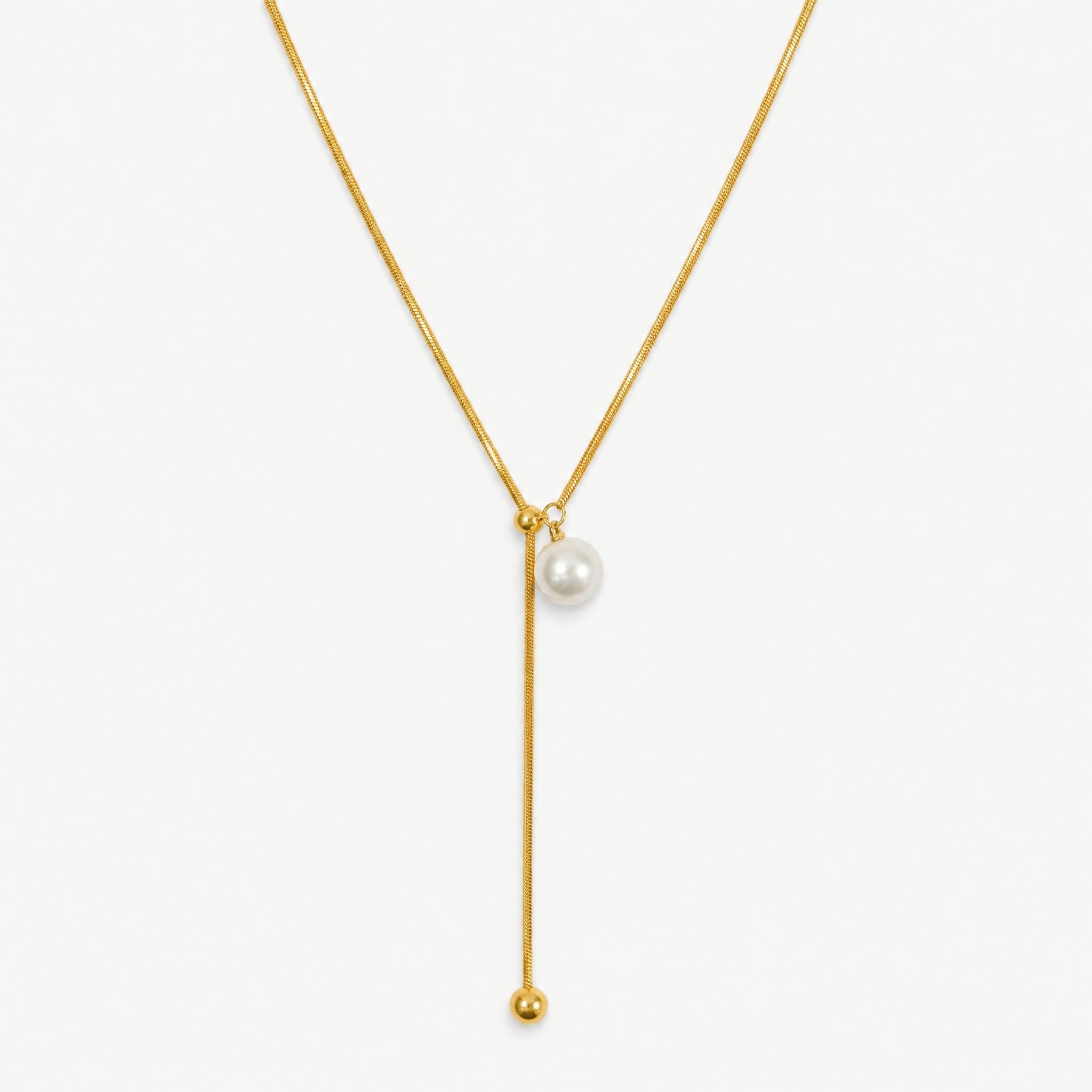 Selene Pearl Lariat Necklace