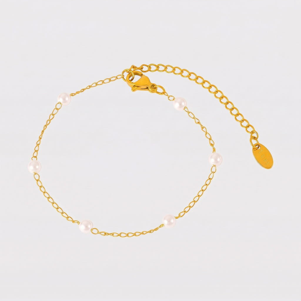 amethyst & sable selene pearl strand bracelet in 18K gold
