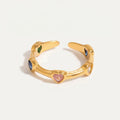 amethyst & sable soleil amora ring in gold with heart gemstones