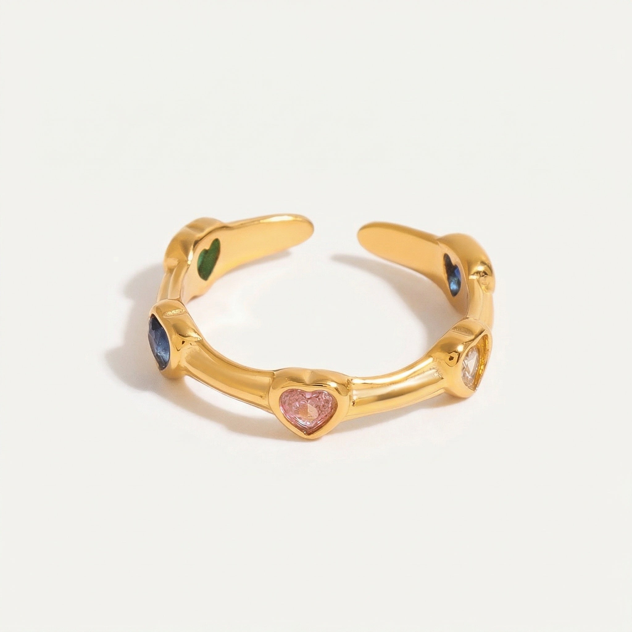amethyst & sable soleil amora ring in gold with heart gemstones