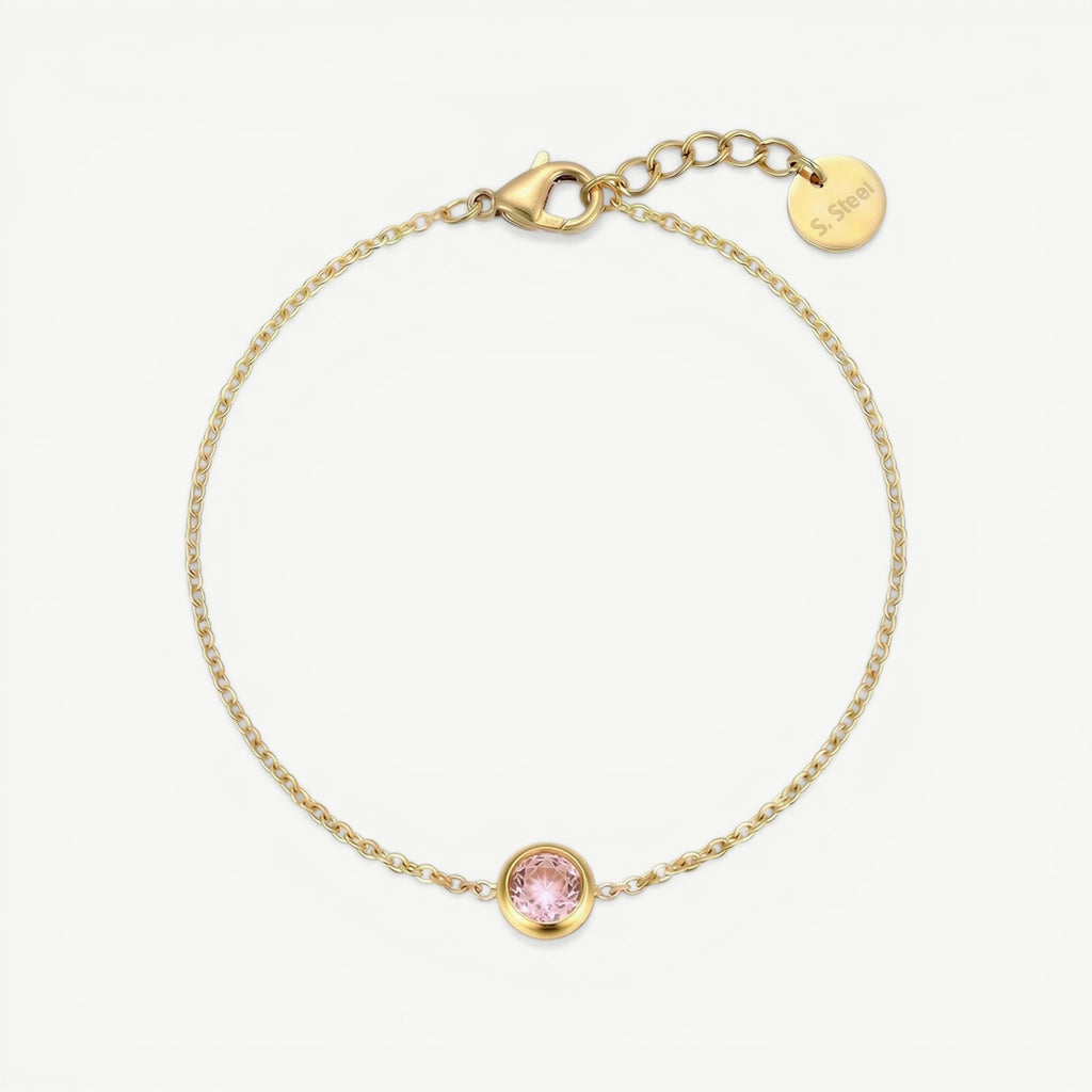 amethyst & sable soleil halo bracelet in 18K gold blush