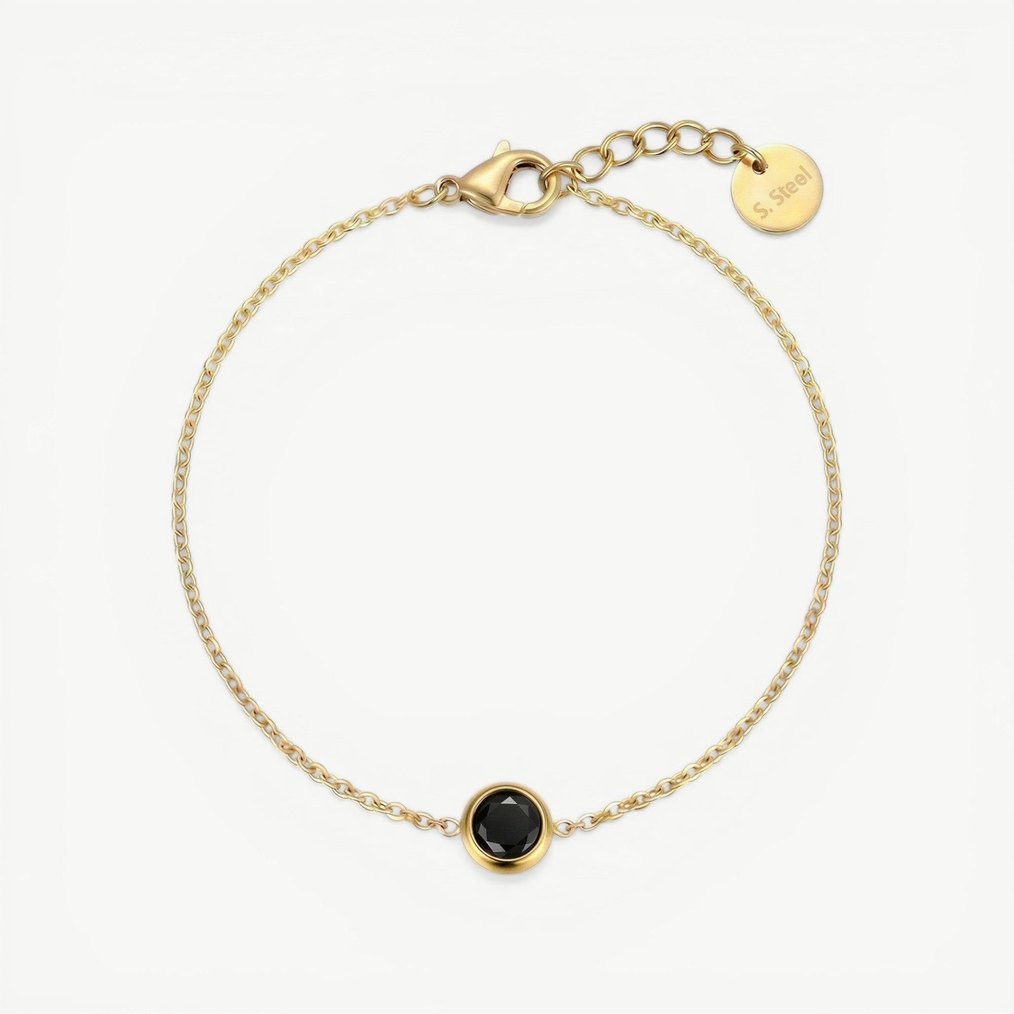 amethyst & sable soleil halo bracelet in 18K gold onyx