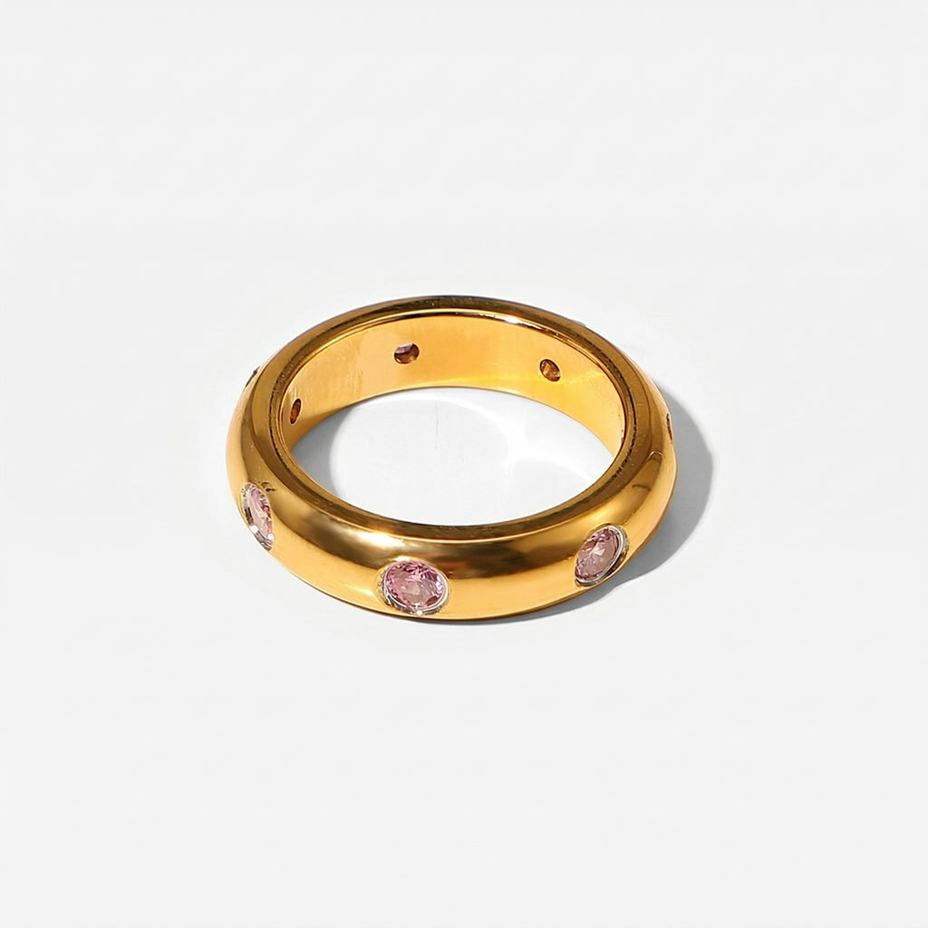 amethyst & sable soleil halo ring in 18k gold pink